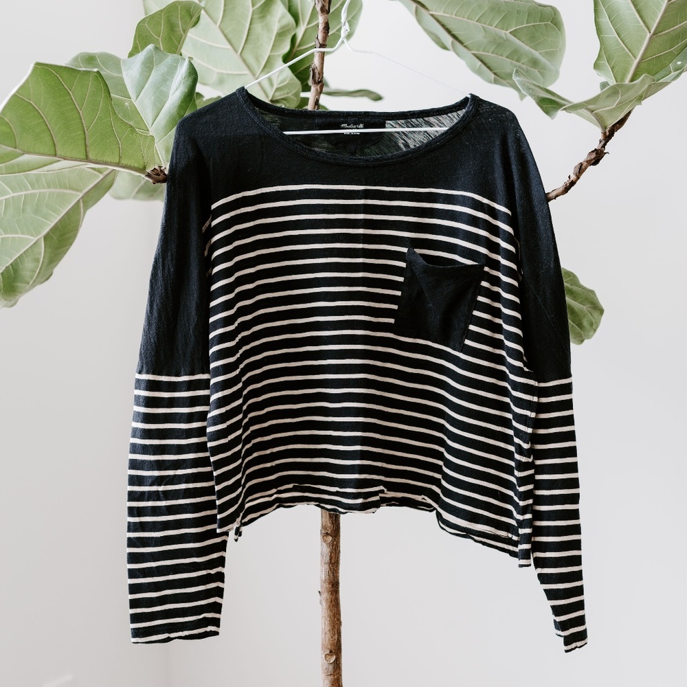 Madewell Long-Sleeve Striped Crop